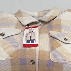 SAGE Women’s Plaid Lined Fleece Shirt Jacket, MEDIUM